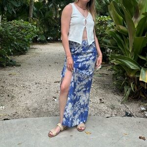 Blue Floral Maxi Skirt